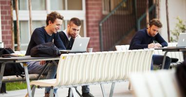 ragazzi che studiano nel campus